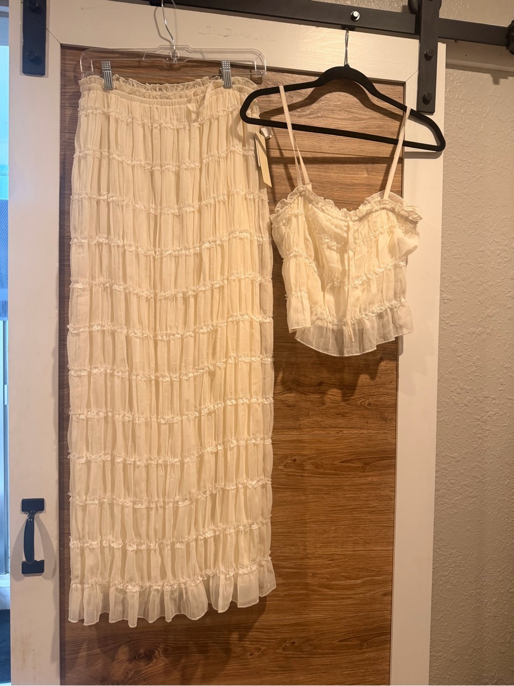 Cream Tiered Maxi Skirt — Lightweight Ruffled Design